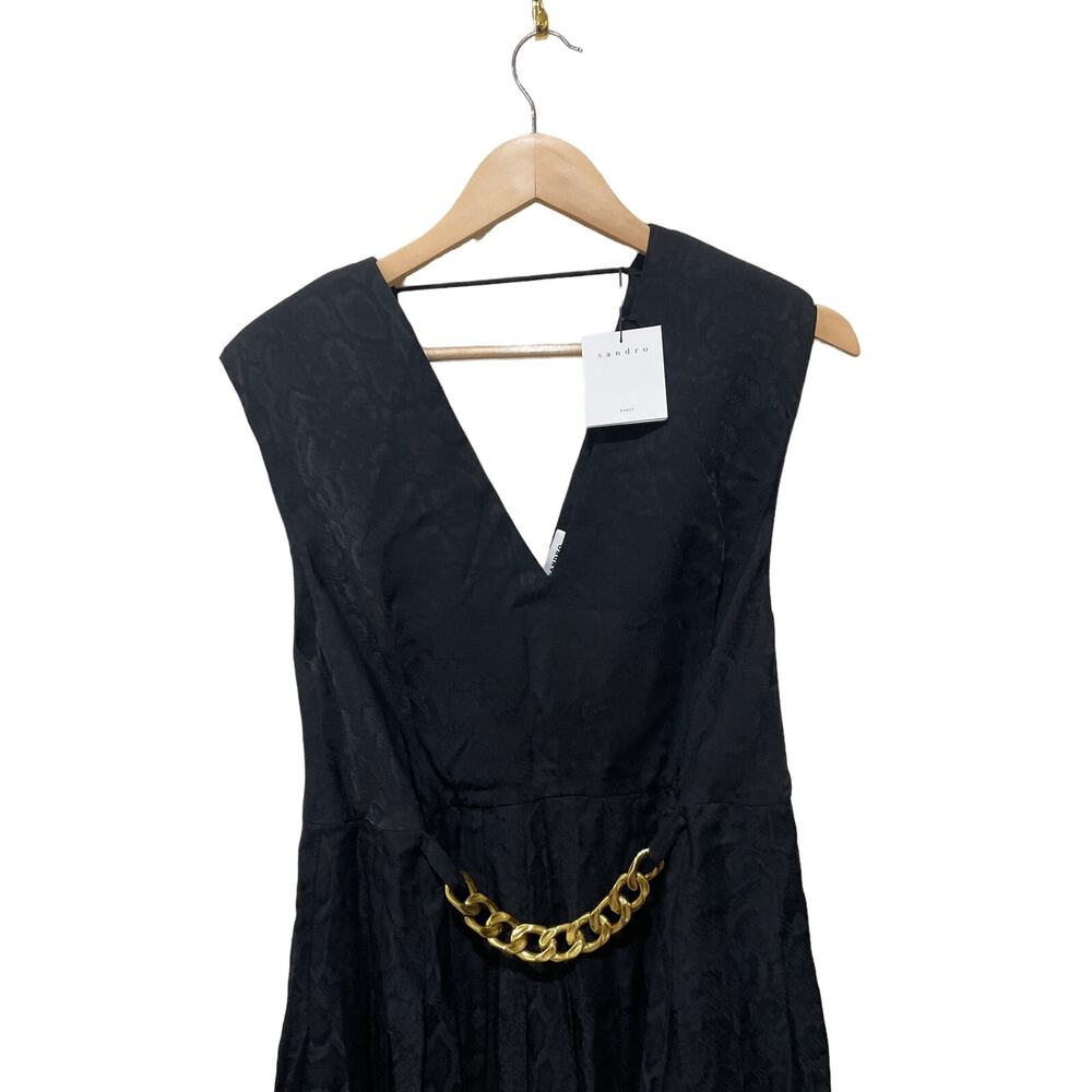 Sandro Aurea Chain Accent Jacquard‎ Fit & Flare Dress Size 8 - Picture 6 of 7